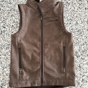Cinch Brown Herringbone Vest with Zipper Pockets boys size 6/8